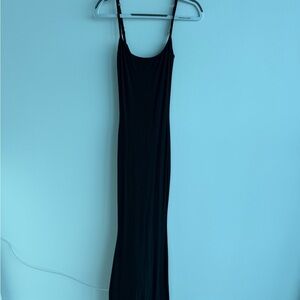 SKIMS Onyx Black Spaghetti-Strap Maxi Slip Dress
